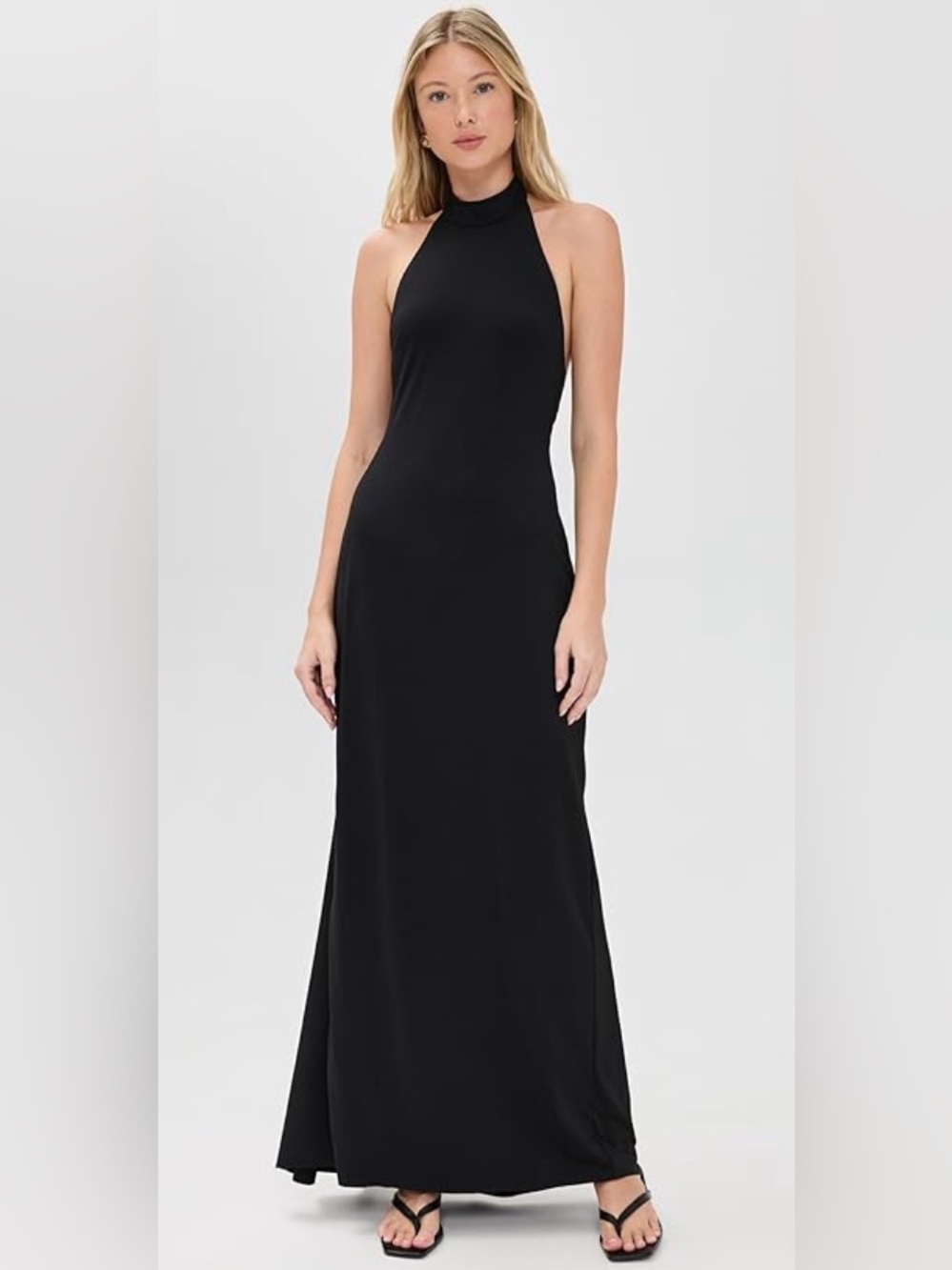 Bananhot Halter Maxi Dress With O-Ring Detail in Black